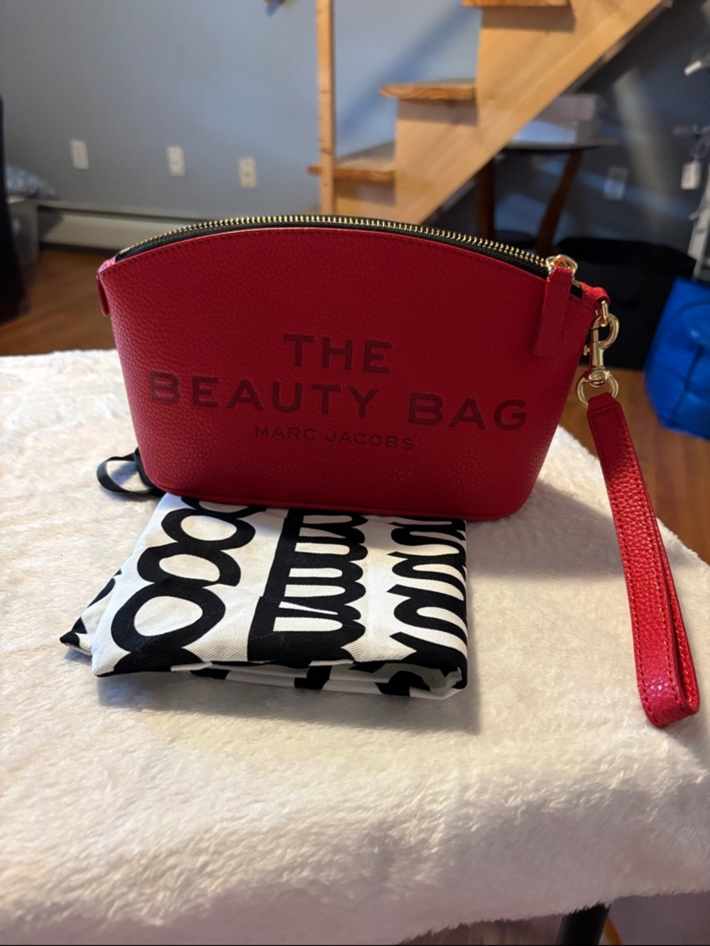 Marc Jacobs Red The Beauty Bag Cosmetic Pouch with Wristlet